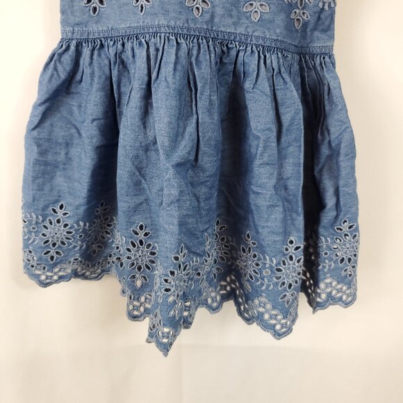 Adorable Denim Blue Gap Baby Girl Eyelet Chambray Flutter Dress Sz 18-24mnths - Picture 6 of 8